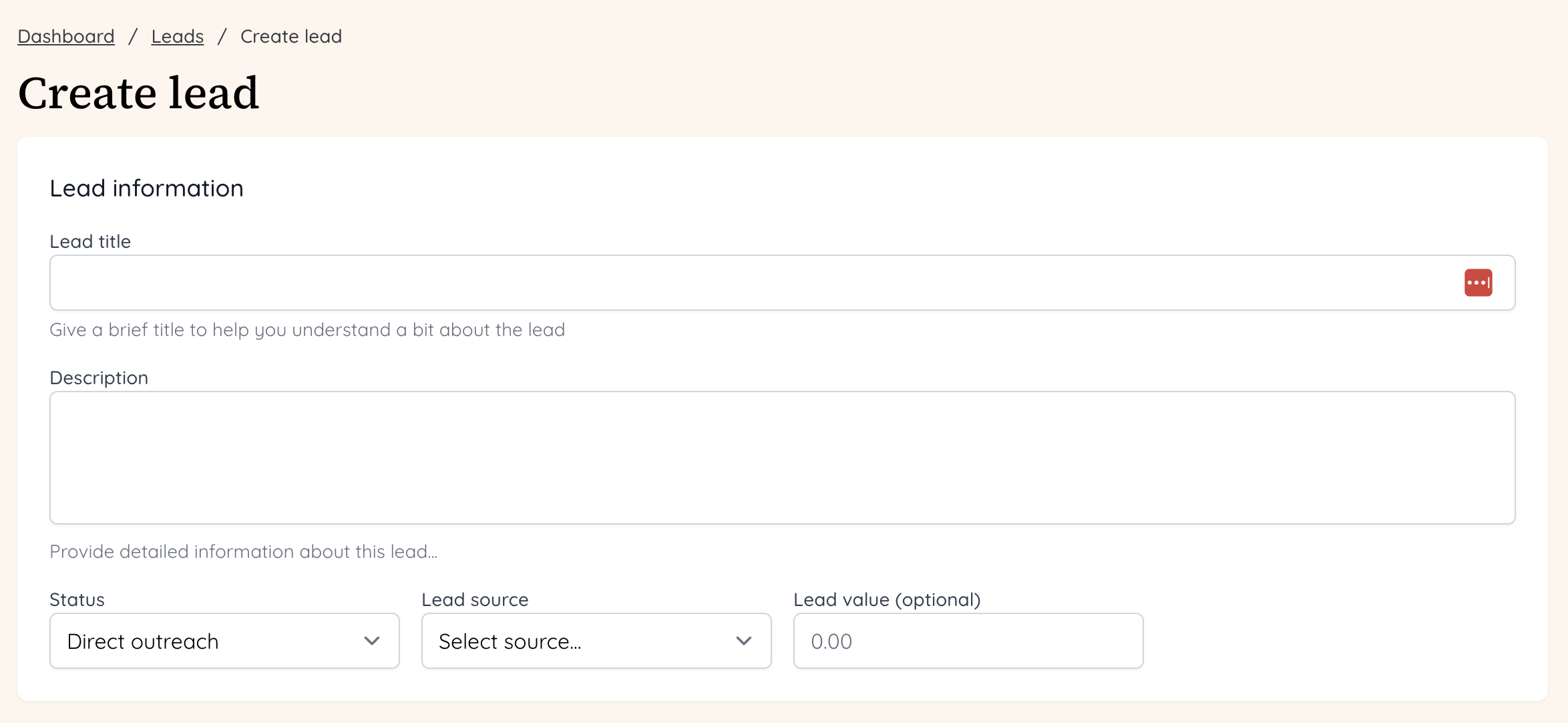 Pipeline create lead
