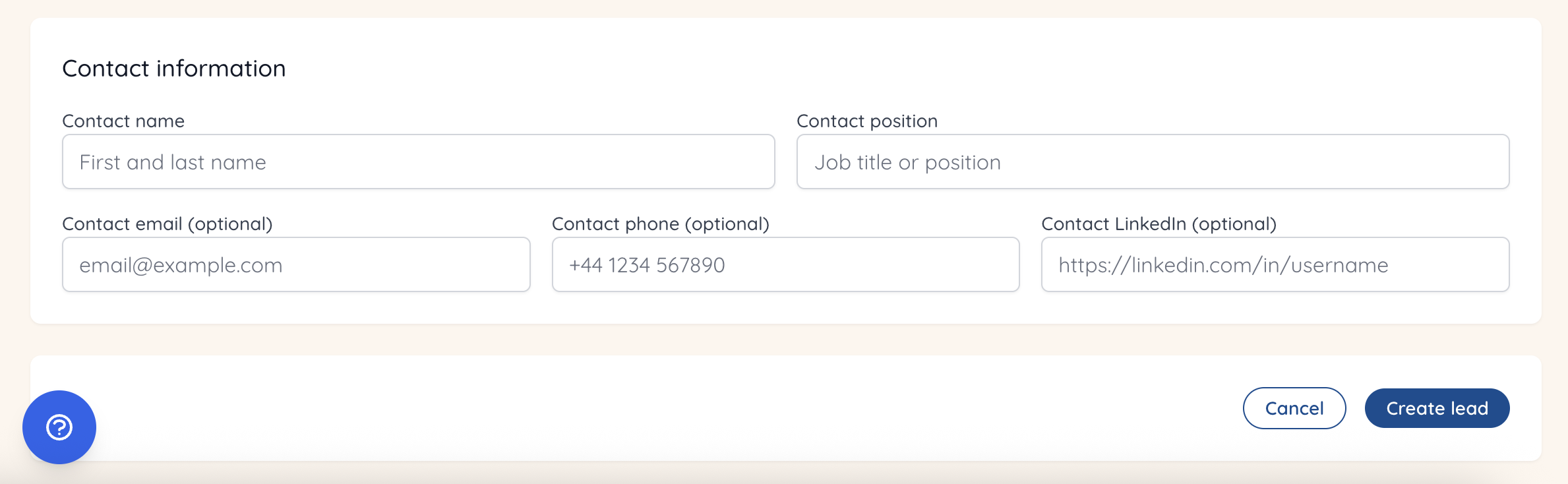 Pipeline lead contact information