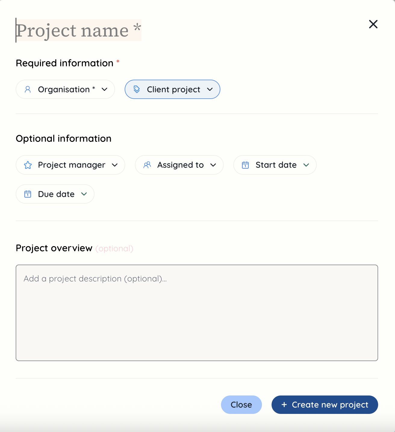 project details modal