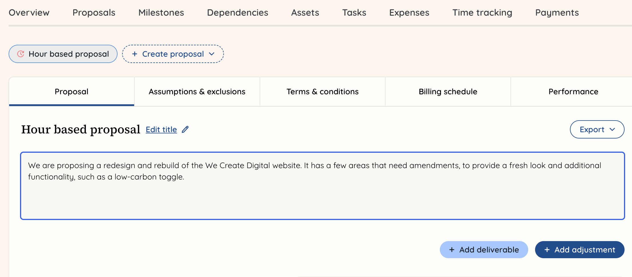 project proposal for hour-based proposal overview