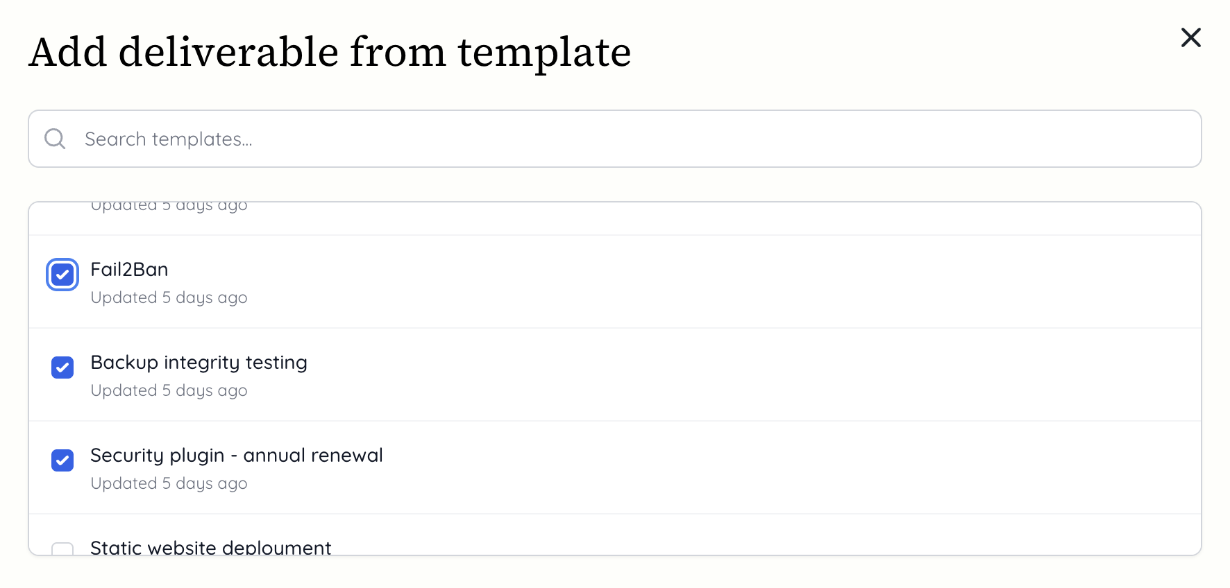 project deliverable created from template