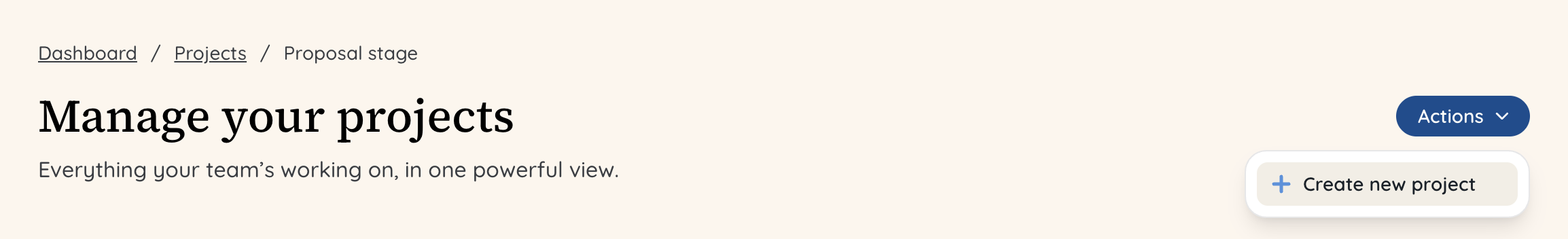 create project button