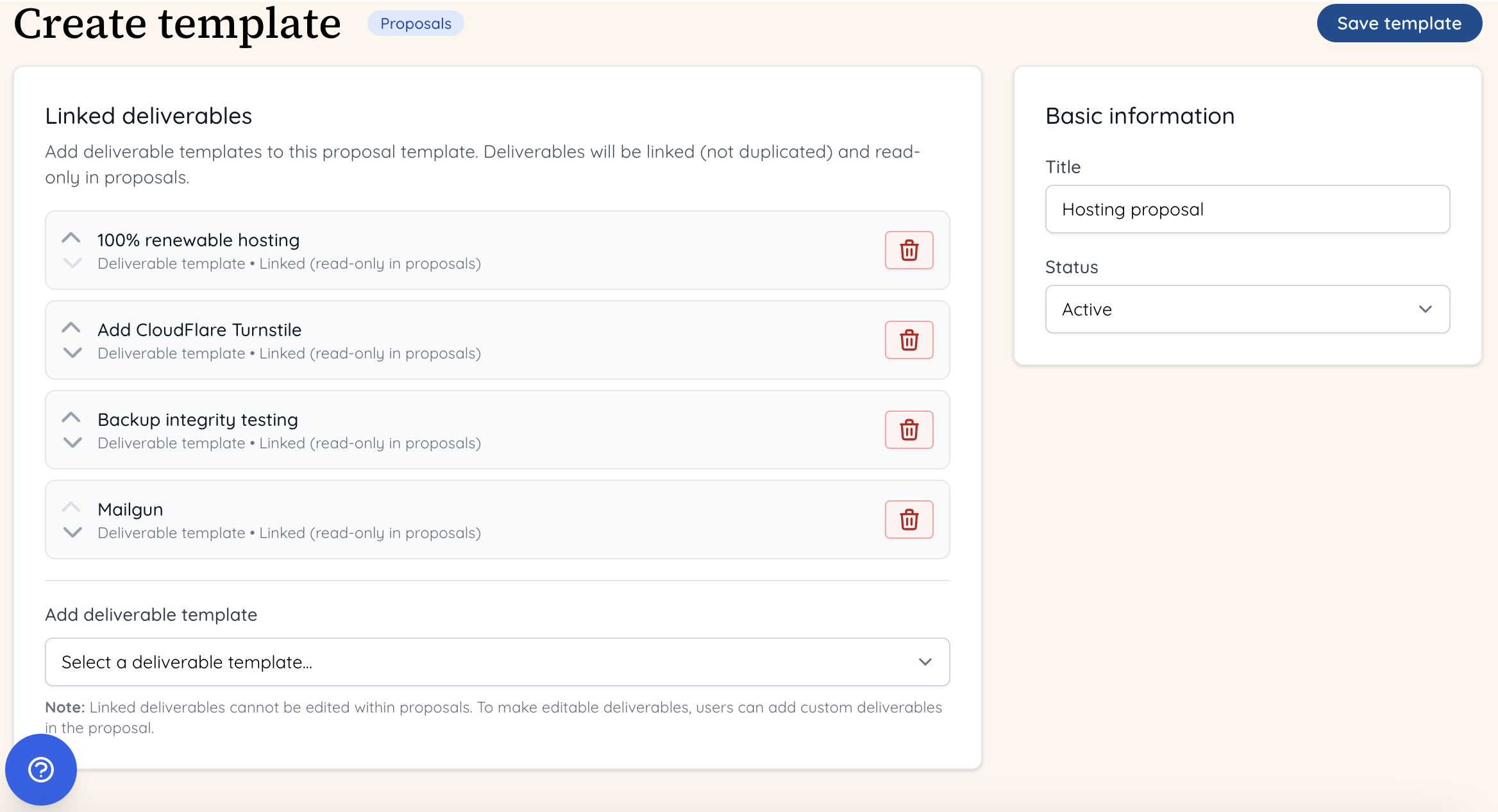 Save proposal template