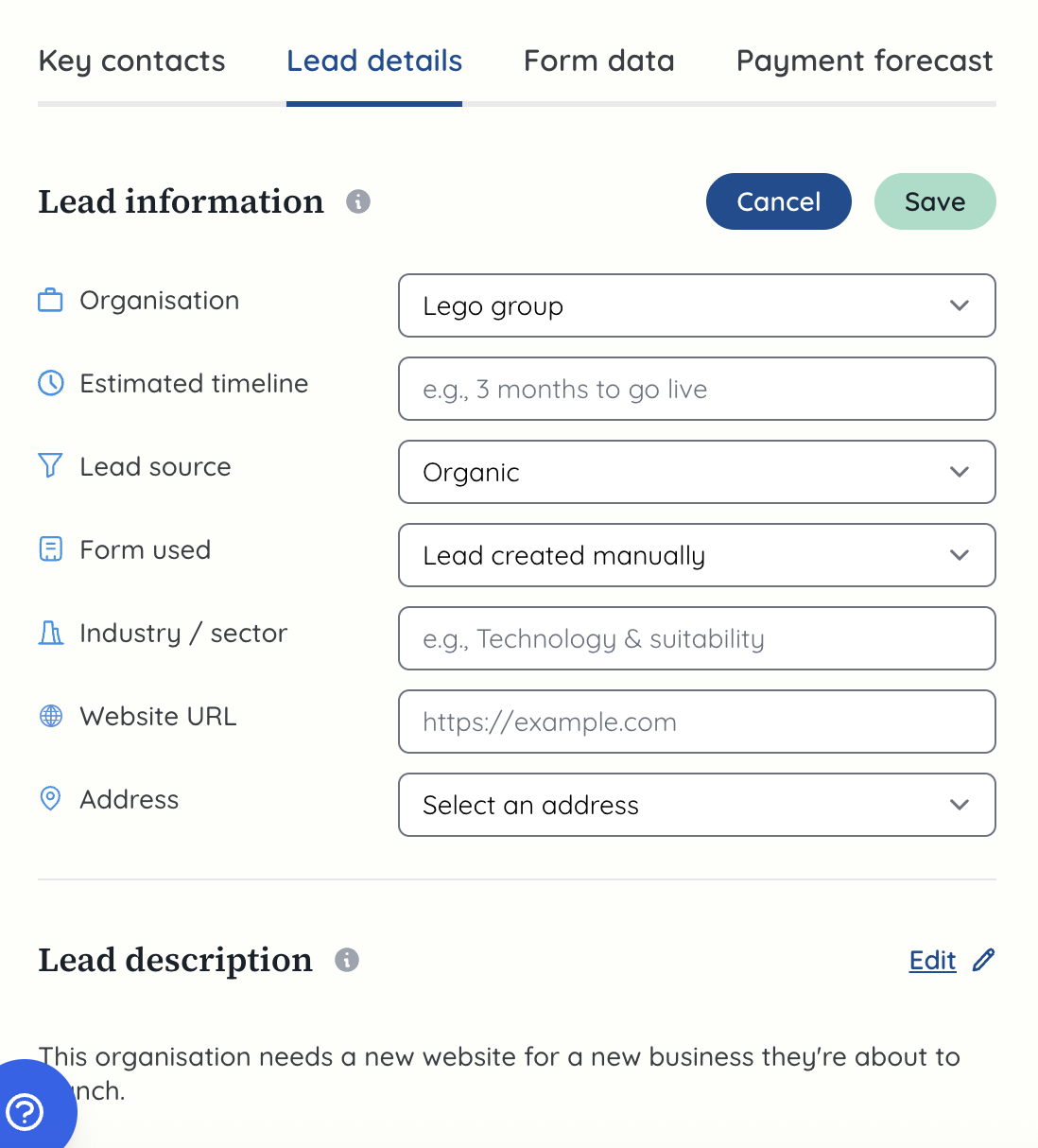 Pipeline lead overview details