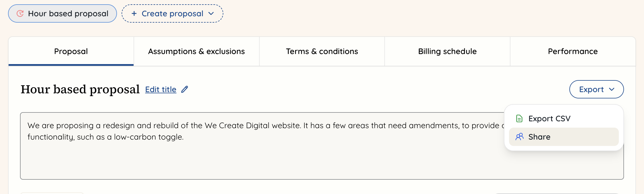 Project proposal export