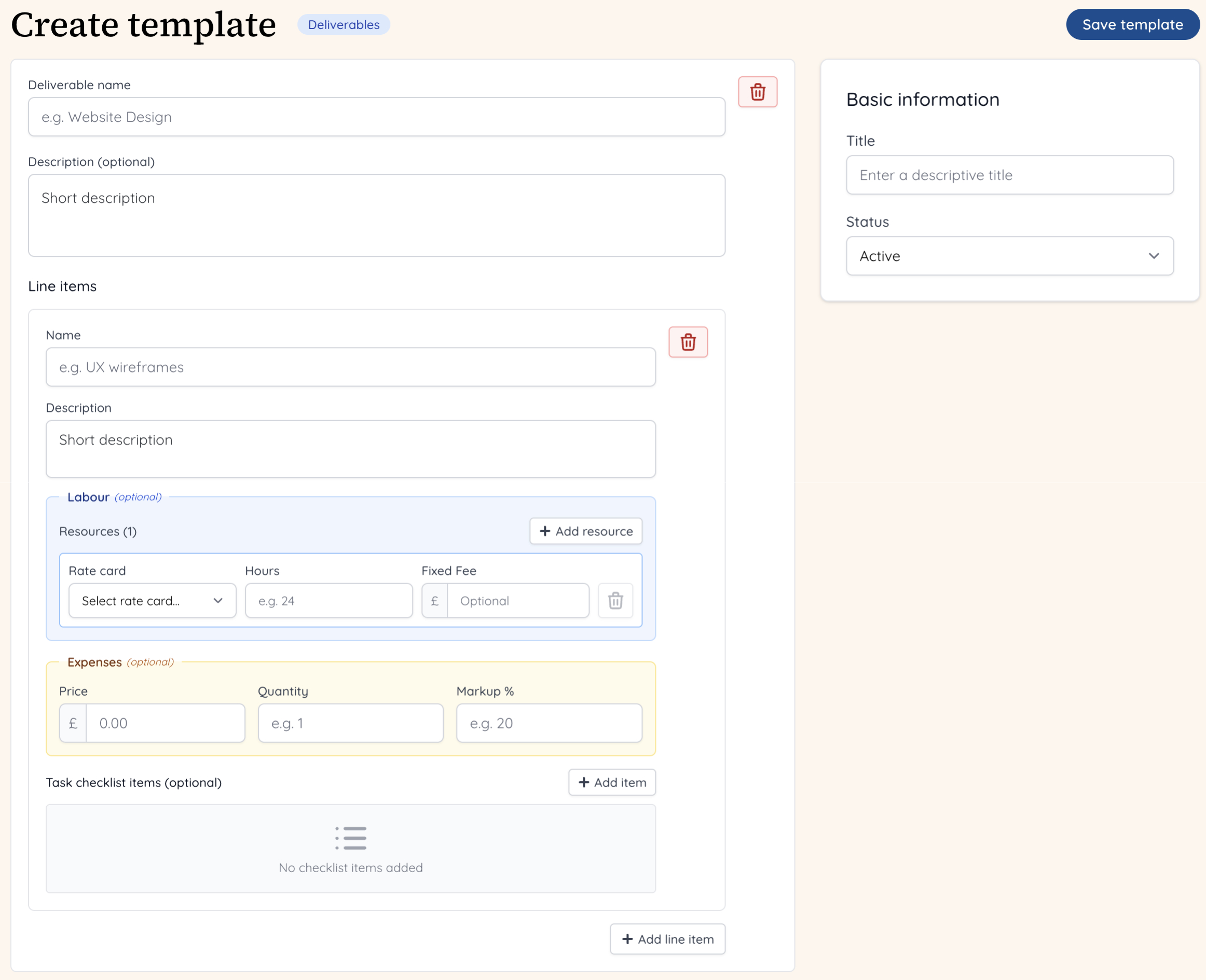 Creating a deliverable template