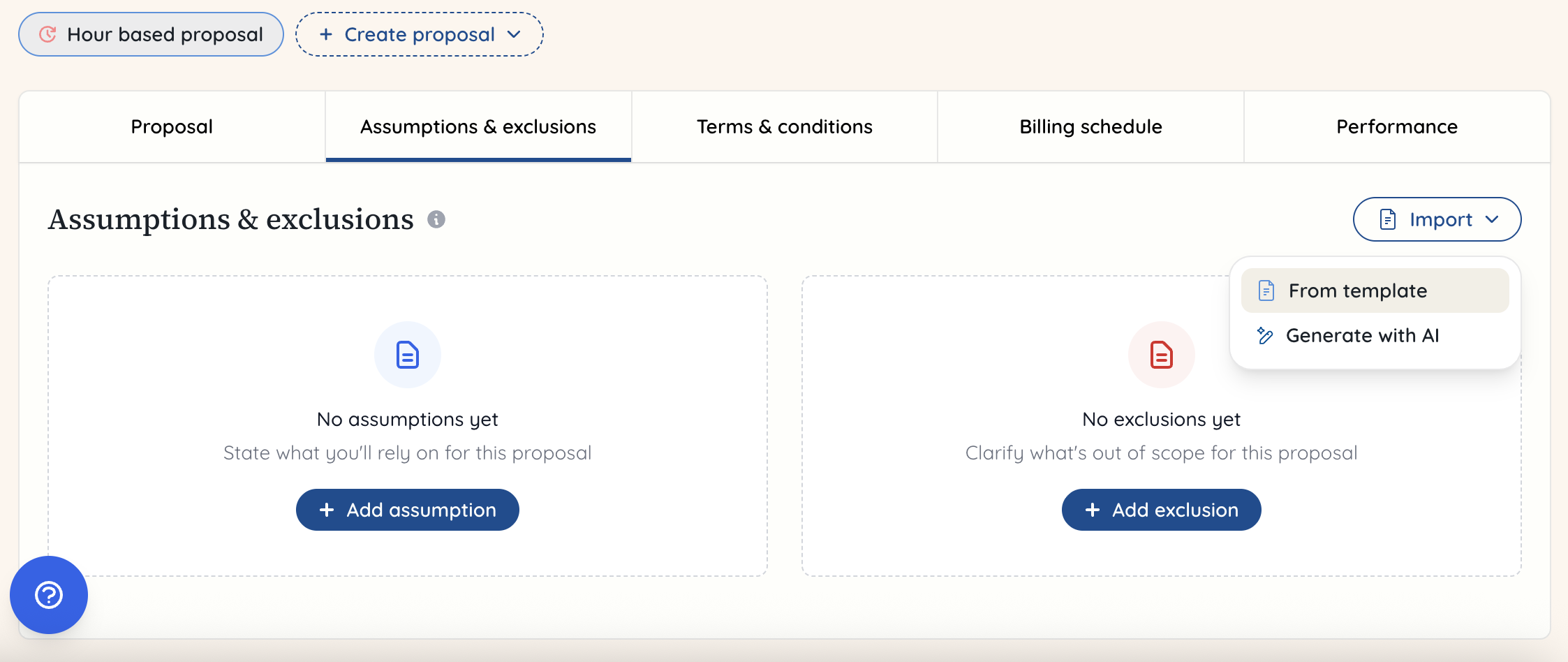 Proposal proposal assumptions template